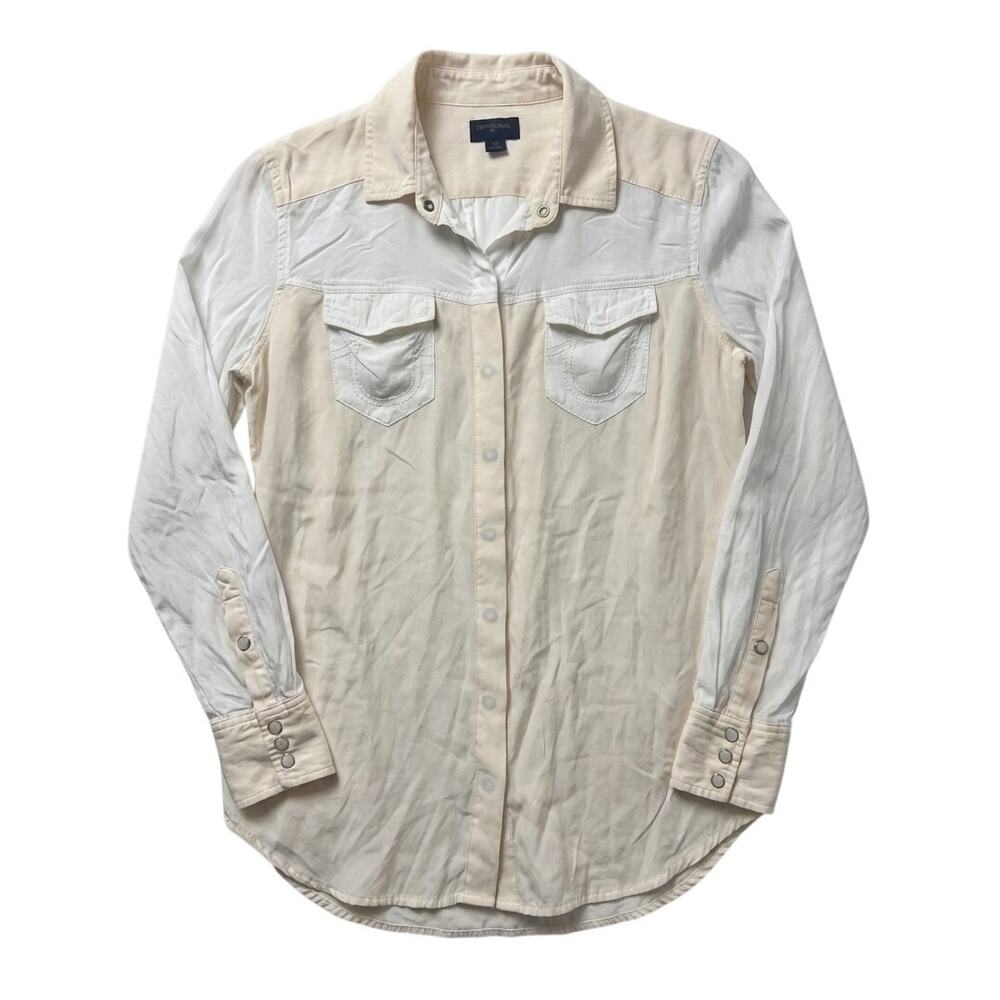 True Religion‎ Womens S Western Cowboy Quiet Luxury Minimalist Silk Snap Shirt